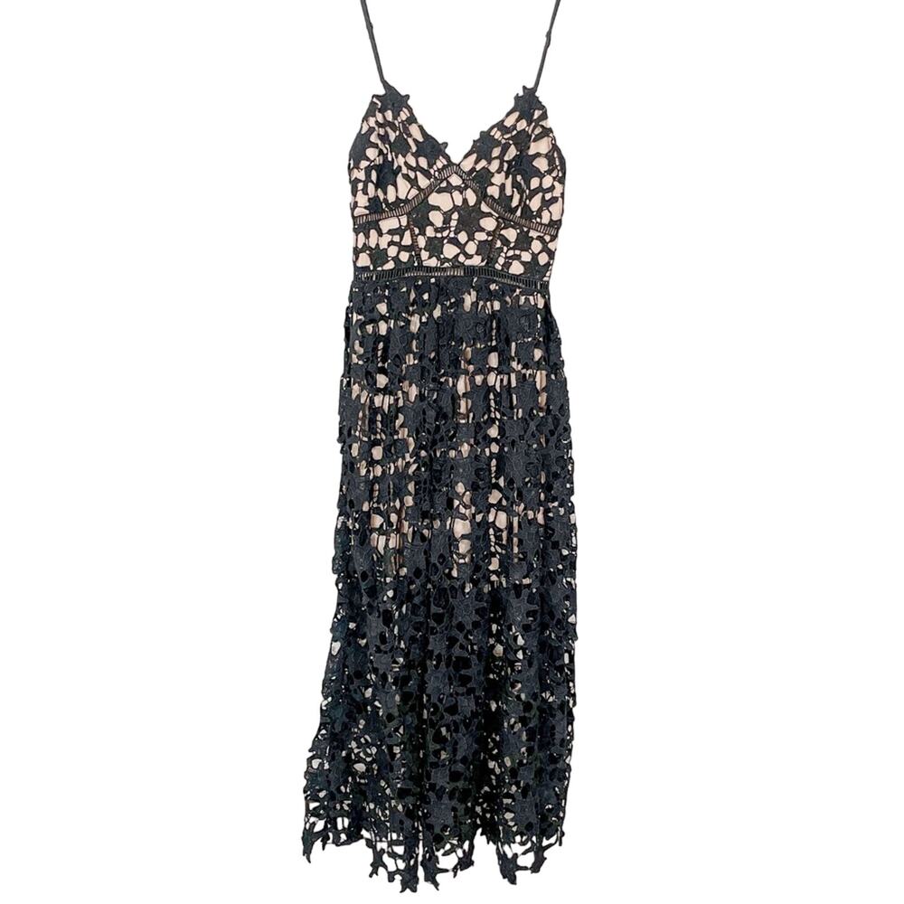 Aqua Black Sweetheart Neckline Lace Cami Midi Dress, EUC, Size XS, MSRP $148 - Picture 3 of 10